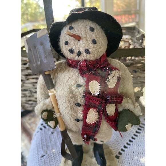 Vintage Rustic Snowman Figurine Distressed Aged Country Farm House - Picture 4 of 8